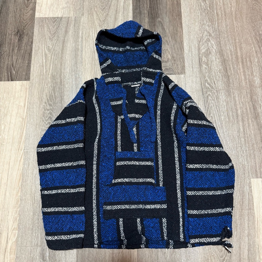 Blue and Black Striped Men's Sweater